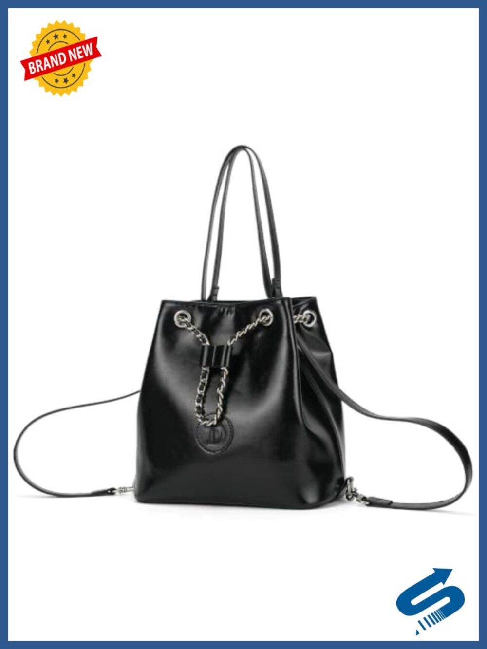 Vegan Leather Convertible Mini Backpack Purse Shoulder Bag Drawstring